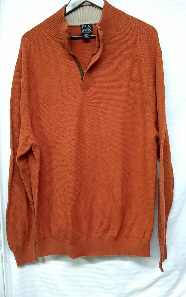 Jos A. Bank Men's Sweater Rust 1/4 Zip Cotton Pullover Sz 2XL/50